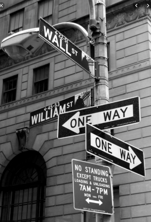 Broadway and Wall Street signs NYC