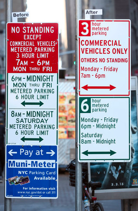 NYC night regulation parking sign